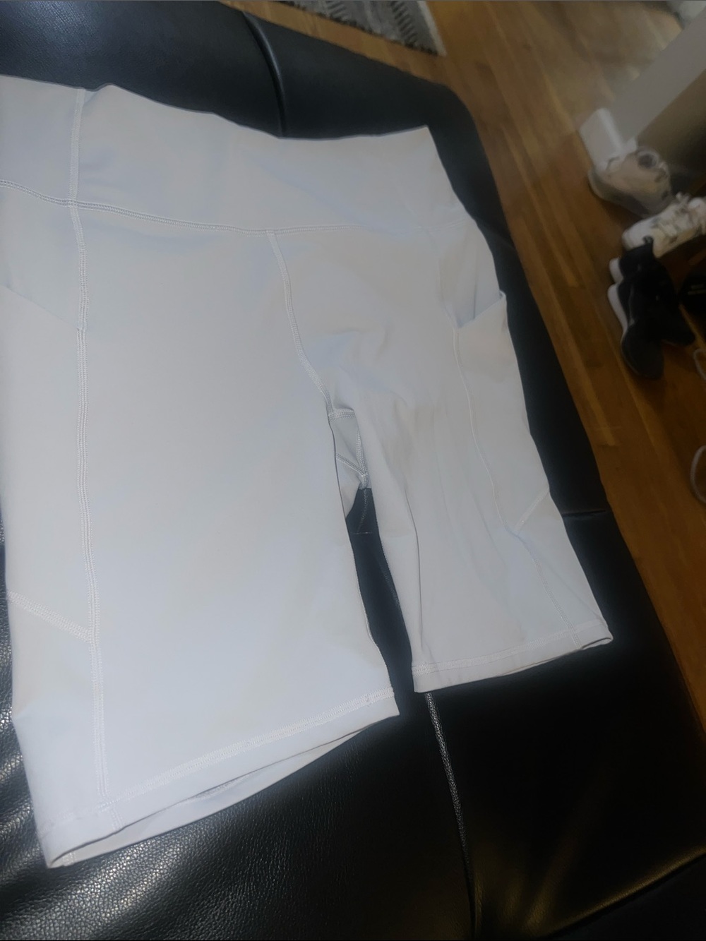 High-Rise White Bike Shorts for Women — Smooth Performance Fit